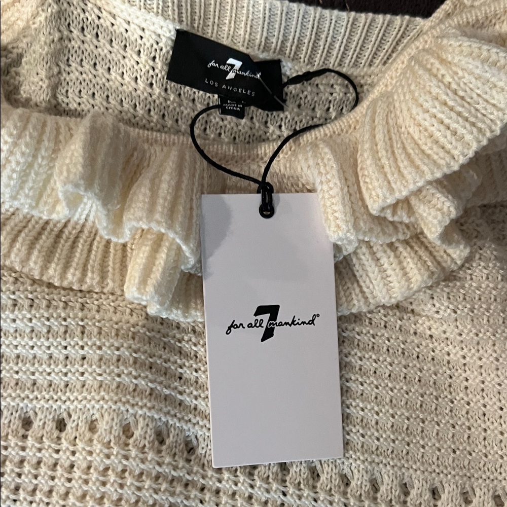 7 For All Mankind Cream Ruffled Tank Top - Picture 10 of 14